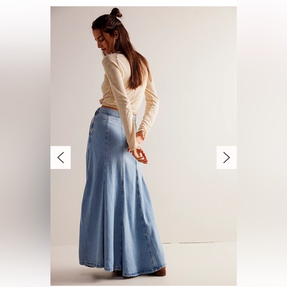 Free People Catch The Sun Denim Maxi Skirt - Picture 4 of 14